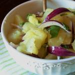 insalata di patate , cipolla di tropea e basilico fresco