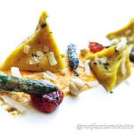 Ravioli (piramidi) gluten free asparagi e pesto rosso