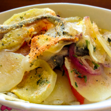 Alici gratinate con patate e cipolle