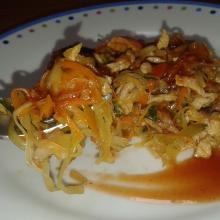 Straccetti di maiale con verdure e salsa agrodolce