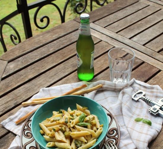 Penne con zucchine arrosto e fondutina di gorgonzola